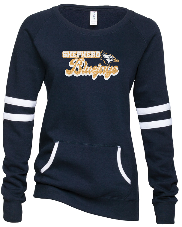 Shepherd Football Spirit Gear - 2023 - Ladies Crew Sweatshirt - Enza Ladies Varsity Crew Neck Pullover - 9oz