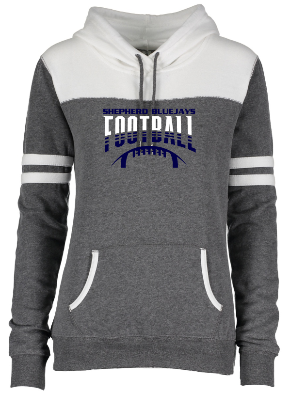 Shepherd Football Gear - 2023 -  Ladies Hooded Sweatshirt - Enza Ladies Varsity Fleece Pullover Hood - 8oz