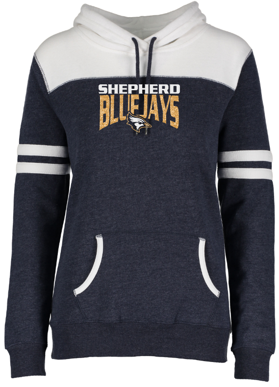 Shepherd Football Spirit Gear - 2023 - Ladies Hooded Sweatshirt - Enza Ladies Varsity Fleece Pullover Hood - 8oz