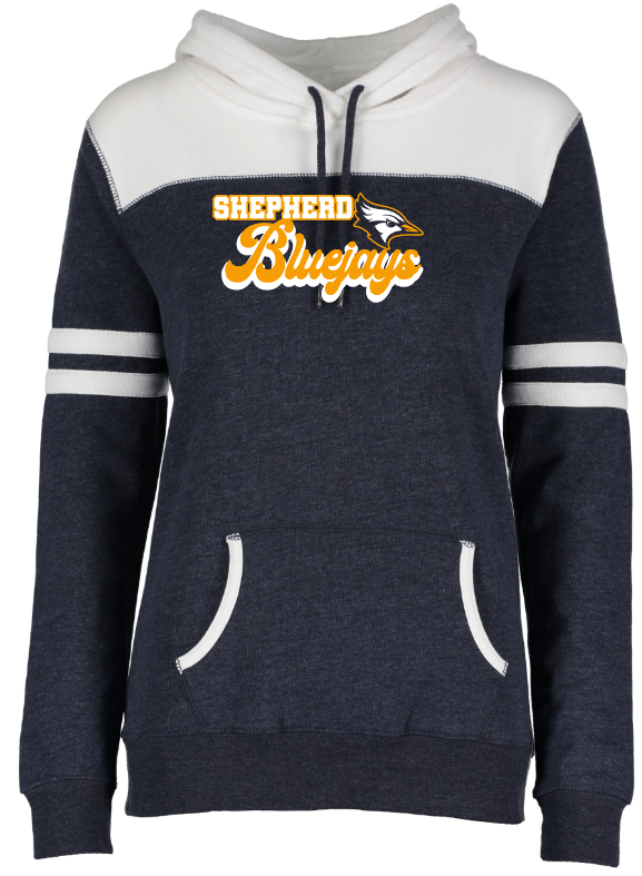 Shepherd Football Spirit Gear - 2023 - Ladies Hooded Sweatshirt - Enza Ladies Varsity Fleece Pullover Hood - 8oz
