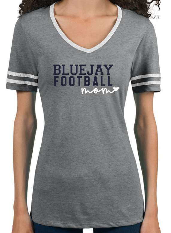Shepherd Football Gear - 2022 - Ladies Varsity V-Neck T-Shirt - Jerzees Tri-Blend Ladies Varsity Ringer V-Neck T-Shirt - 4.5 oz