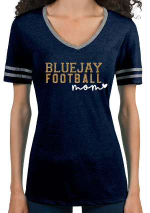 Shepherd Football Gear - 2022 - Ladies Varsity V-Neck T-Shirt - Jerzees Tri-Blend Ladies Varsity Ringer V-Neck T-Shirt - 4.5 oz