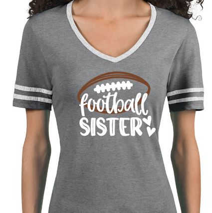 Shepherd Football - 2020 - Ladies T-Shirt - TRI-BLEND Ladies' Varsity Ringer V-Neck T-Shirt