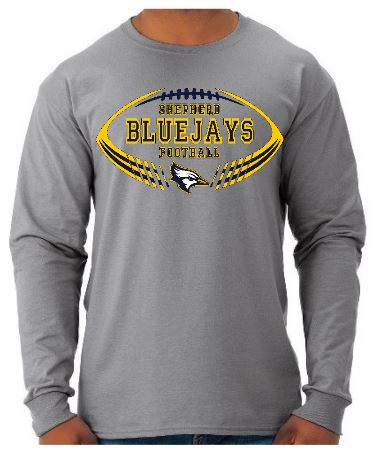 Shepherd Bluejay Football Gear - 2018 - Adult Long-Sleeve T-Shirt - Jerzees Dri-Power