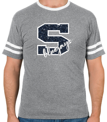 Shepherd Football Spirit Gear - 2022 - Adult Varsity T-Shirt - Jerzees Tri-Bend Varsity Ringer T-Shirt- 4.5 oz
