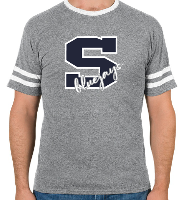 Shepherd Football Spirit Gear - 2022 - Adult Varsity T-Shirt - Jerzees Tri-Bend Varsity Ringer T-Shirt- 4.5 oz