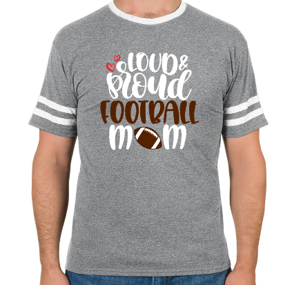 Shepherd Football Loud Proud Mom Gear - 2022 - Adult Varsity T-Shirt - Jerzees Tri-Blend Varsity Ringer T-Shirt - 4.5oz