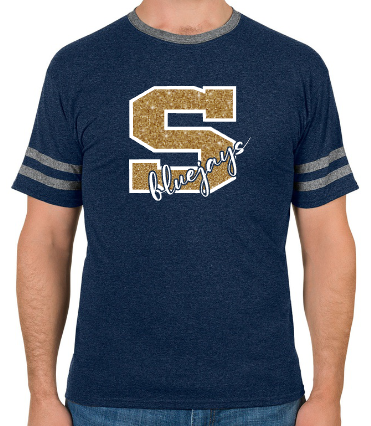 Shepherd Football Spirit Gear - 2022 - Adult Varsity T-Shirt - Jerzees Tri-Bend Varsity Ringer T-Shirt- 4.5 oz