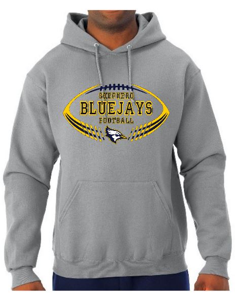 Shepherd Bluejay Football Gear - 2018 - Adult Hooded Sweatshirt - Jerzees NuBlend