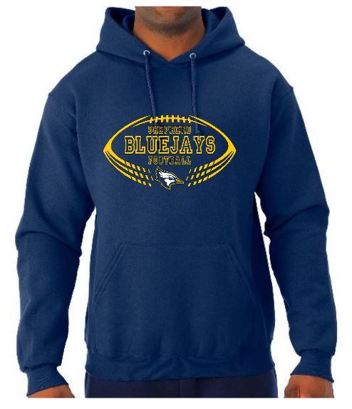 Shepherd Bluejay Football Gear - 2018 - Youth Hooded Sweatshirt - Jerzees NuBlend