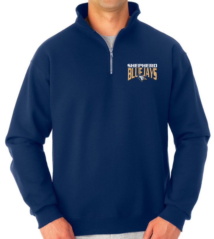 Shepherd Football Spirit Gear - 2023 - Adult Cadet Collar Sweatshirt - Jerzees Super Sweats NuBlend Unisex Quarter-Zip Cadet Collar Sweatshirt - 9.5oz
