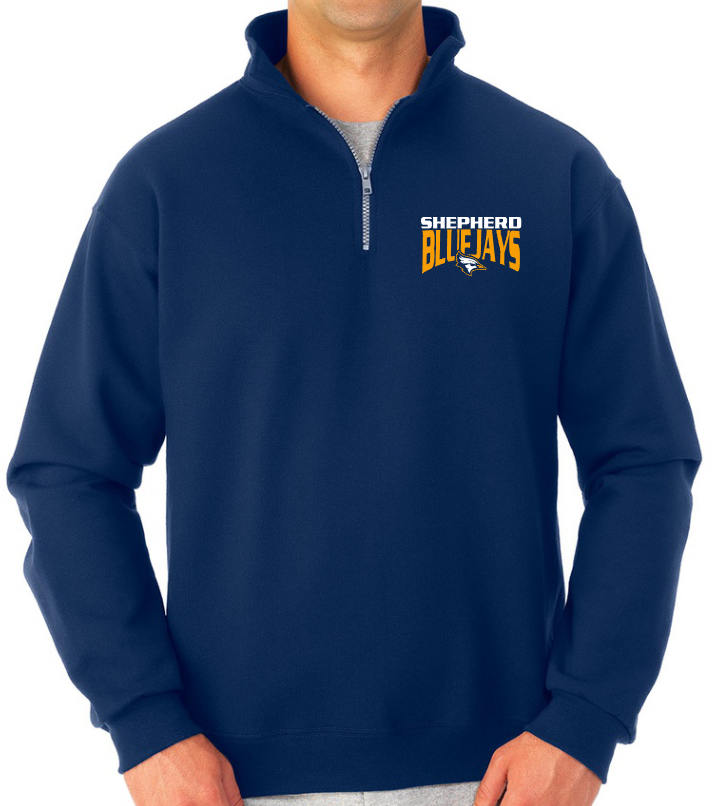Shepherd Football Spirit Gear - 2023 - Adult Cadet Collar Sweatshirt - Jerzees Super Sweats NuBlend Unisex Quarter-Zip Cadet Collar Sweatshirt - 9.5oz