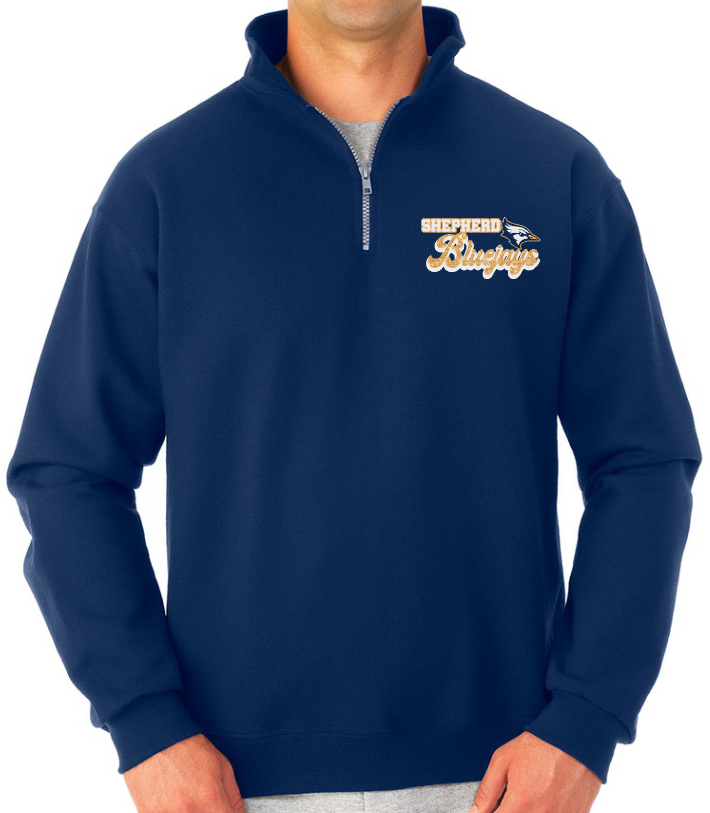Shepherd Football Spirit Gear - 2023 - Adult Cadet Collar Sweatshirt - Jerzees Super Sweats NuBlend Unisex Quarter-Zip Cadet Collar Sweatshirt - 9.5oz