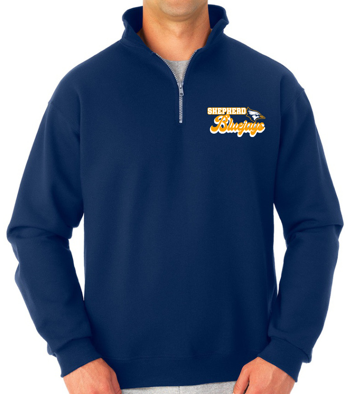 Shepherd Football Spirit Gear - 2023 - Adult Cadet Collar Sweatshirt - Jerzees Super Sweats NuBlend Unisex Quarter-Zip Cadet Collar Sweatshirt - 9.5oz
