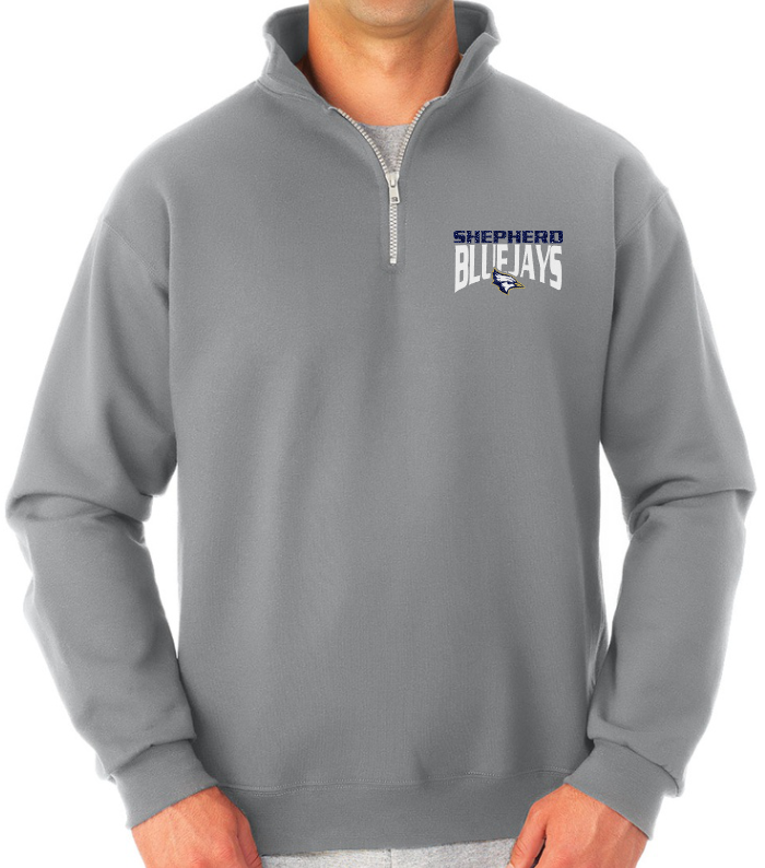 Shepherd Football Spirit Gear - 2023 - Adult Cadet Collar Sweatshirt - Jerzees Super Sweats NuBlend Unisex Quarter-Zip Cadet Collar Sweatshirt - 9.5oz