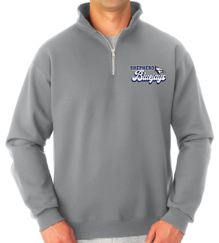 Shepherd Football Spirit Gear - 2023 - Adult Cadet Collar Sweatshirt - Jerzees Super Sweats NuBlend Unisex Quarter-Zip Cadet Collar Sweatshirt - 9.5oz