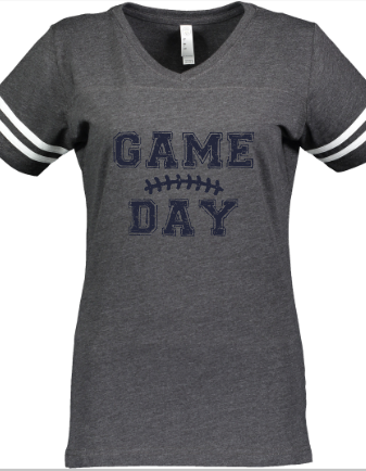Shepherd Football Spirit Gear - 2022 - Ladies Varsity V-Neck T-Shirt - LAT Apparel Ladies V-Neck Football - 4.5oz