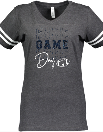 Shepherd Football Spirit Gear - 2022 - Ladies Varsity V-Neck T-Shirt - LAT Apparel Ladies V-Neck Football - 4.5oz