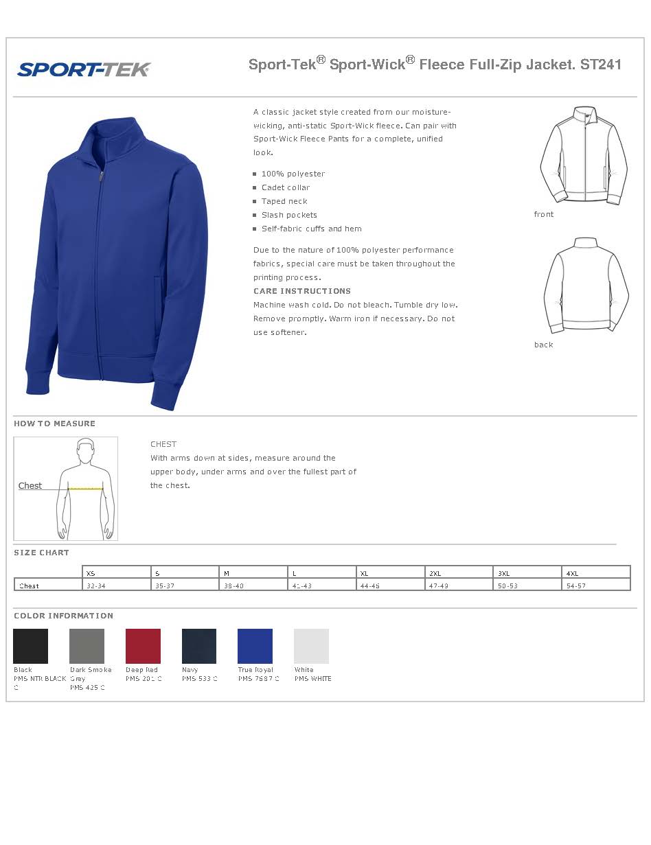 Mt. Pleasant Area Hockey - Adult Full-Zip Jacket - Sport-Tek Sport-Wick Fleece Full-Zip Jacket [EMBROIDERED]